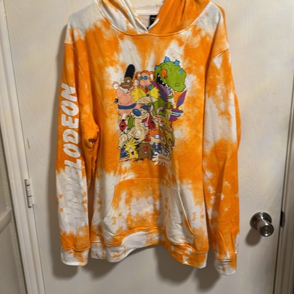 Nickelodeon Rug Rats Tie Dye Orange White Long Sleeve Hoodie Extra Large Men’s - Picture 7 of 8